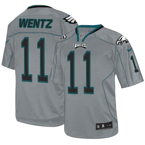 Nike Eagles #11 Carson Wentz Lights Out Grey Men's Stitched NFL Elite Jersey - Click Image to Close